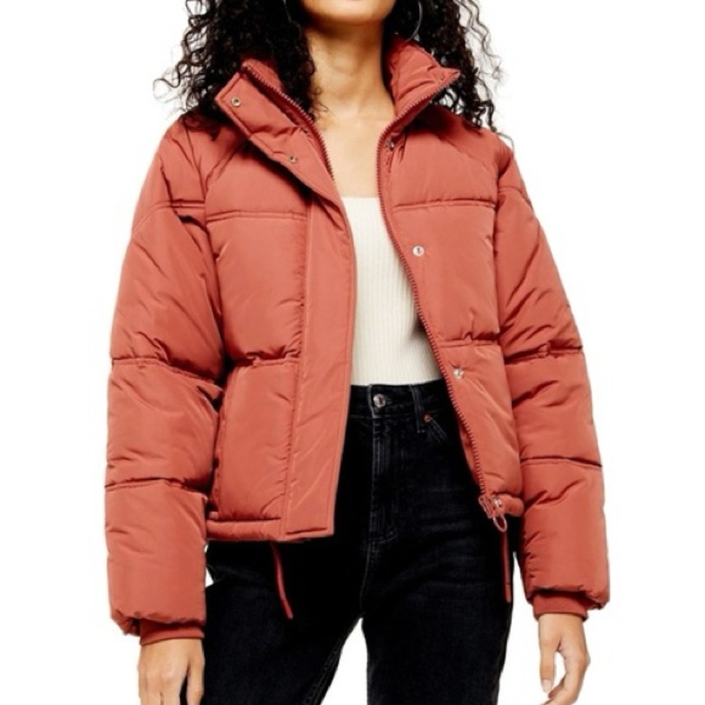 Topshop Sasha Rose Red Puffer Coat size US 10